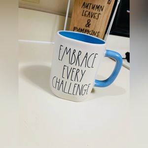 Rae Dunn Embrace Every Challenge White & Blue Ceramic Mug